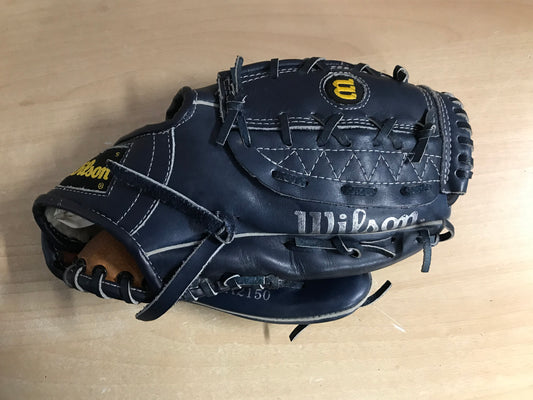 Baseball Glove Adult Size 12 inch Wilson Blue Leather Fits on Left Hand Excellent