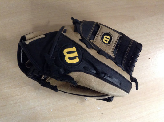 Baseball Glove Adult Size 12 inch Wilson Defender  Brown Black Leather  Fits on Left Hand As New