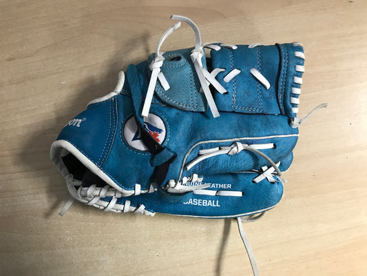 Baseball Glove Adult Size 12 inch Wilson Toronto Blue Jays Blue Leather Fits on Left Hand Excellent