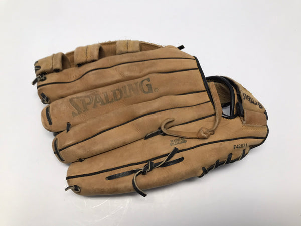 Baseball Glove Adult Size 13.5 inch Spalding Brown Leather Fits Left Hand