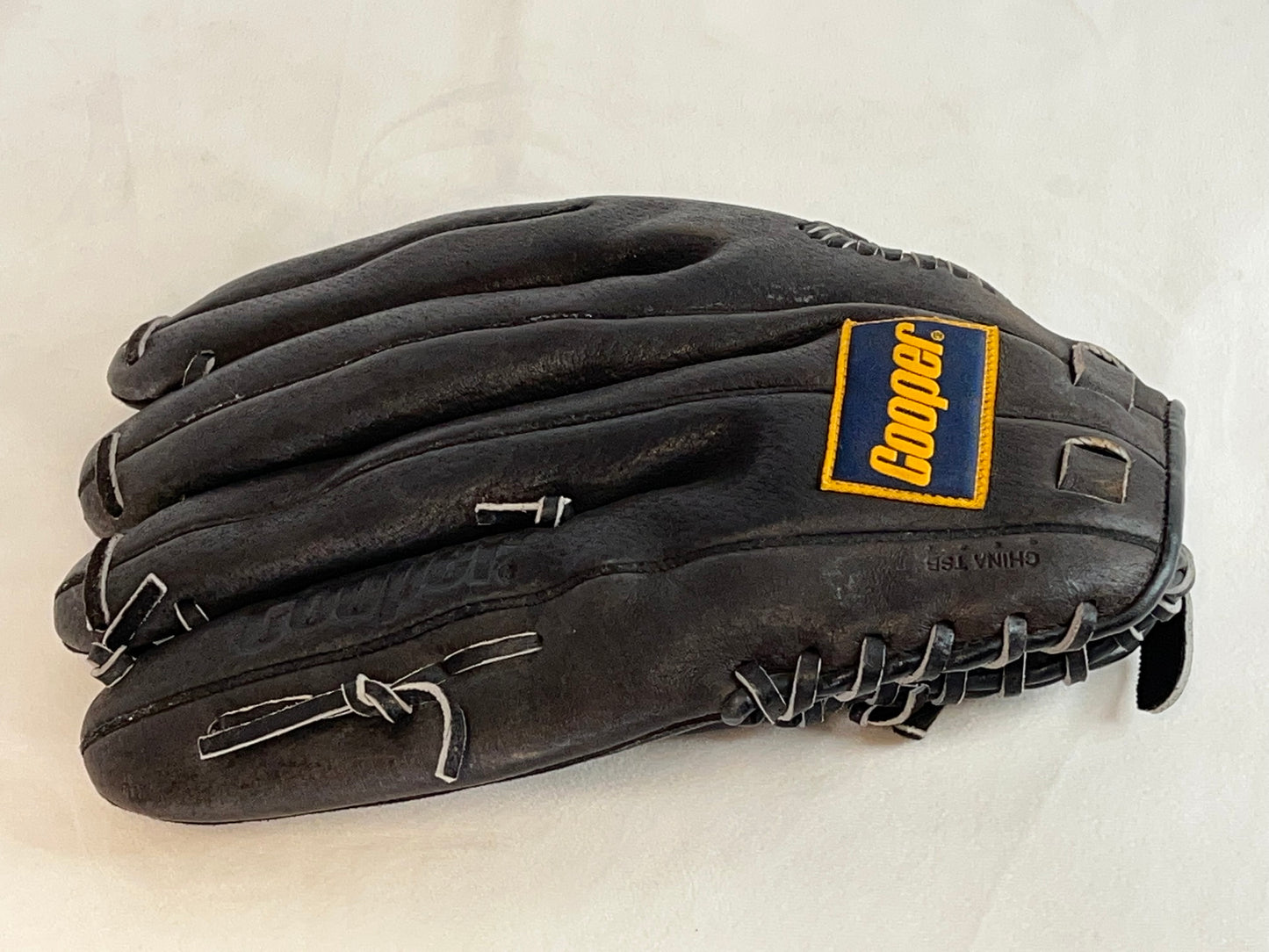 Baseball Glove Adult Size 13 inch Cooper Black Leather Fits On Left Hand As New Excellent Quality