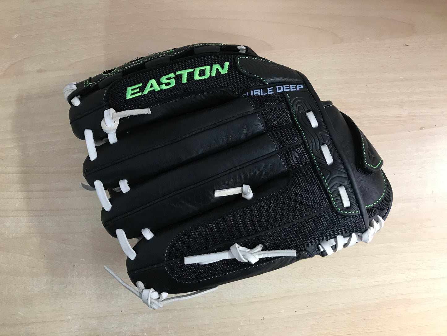 Baseball Glove Adult Size 13 inch Easton Soft Leather Lime Black Fits on Left Hand