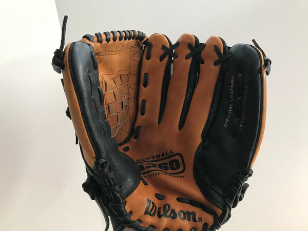 Baseball Glove Adult Size 13 inch Wilson A360 Soft Leather Brown Black Fits on Left Hand