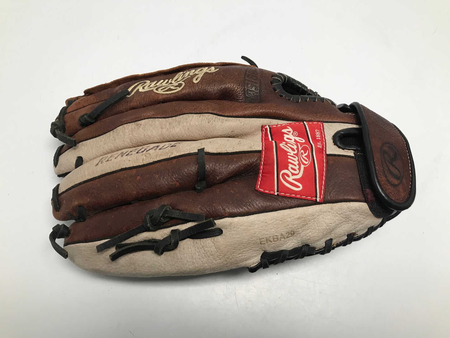 Baseball Glove Adult Size 14 Inch Rawlings Leather Brown Tan Fits on Left Hand