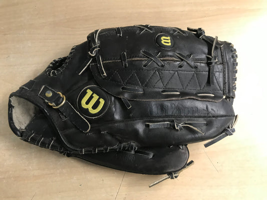 Baseball Glove Adult Size 14 inch Wilson Black Leather Fits on Left Hand