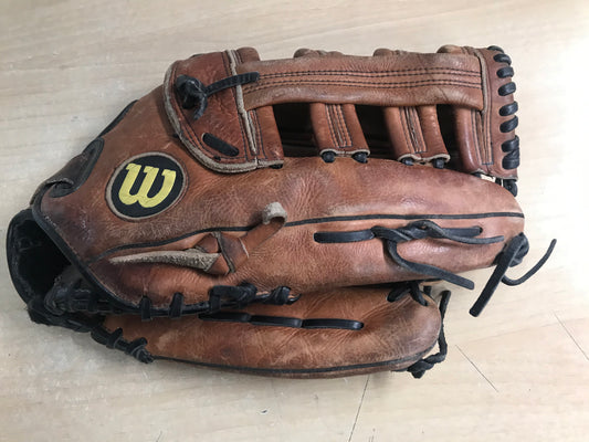 Baseball Glove Adult Size 14 inch Wilson Brown Leather Fits on Left Hand