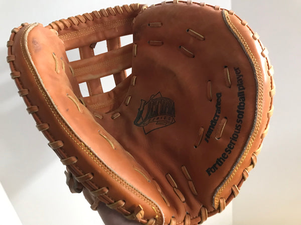 Baseball Glove Adult Size  Back Catchers Spalding Brown Leather Fits On Left Hand As New