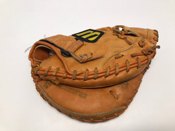 Baseball Glove Catchers Mitt Size 11.5 inch Mizuno Leather Brown Fits on Left Hand As New