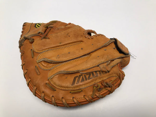 Baseball Glove Catchers Mitt Size 11.5 inch Mizuno Leather Brown Fits on Left Hand As New