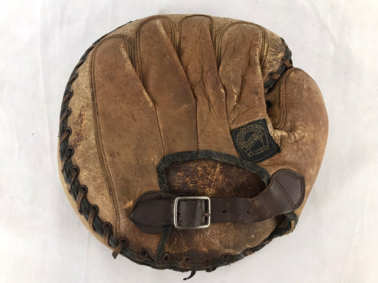 Baseball Glove Catchers Mitt Size 11.5 inch Vintage 1950's Winnwell Leather Brown Black Fits on Left Hand RARE