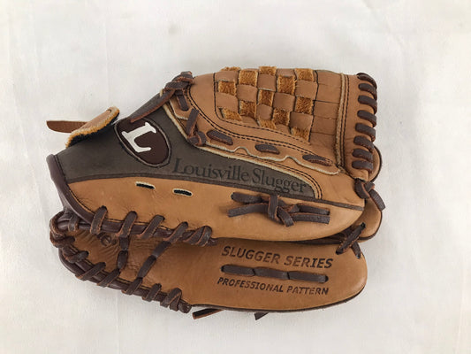 Baseball Glove Child Size 10.5 Louisville Slugger Brown Soft Leather Fits On Left Hand As New