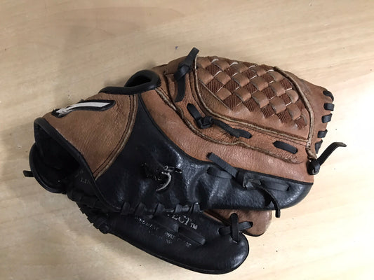 Baseball Glove Child Size 10.5 inch Brown Black Leather Fits on Left Hand Excellent