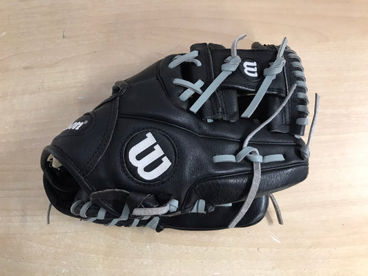 Baseball Glove Child Size 10.75 inch Wilson A450 Black Leather Fits on Left Hand As New