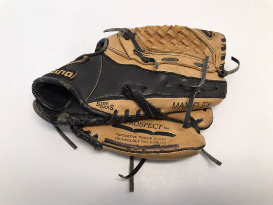 Baseball Glove Child Size 10 inch Mizuno Soft Leather For Child Hand Tan Black Left Hand