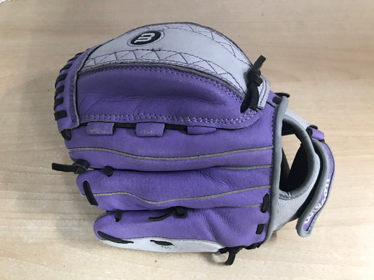 Baseball Glove Child Size 11 inch Wilson Purple Grey Soft Fits on Left Hand