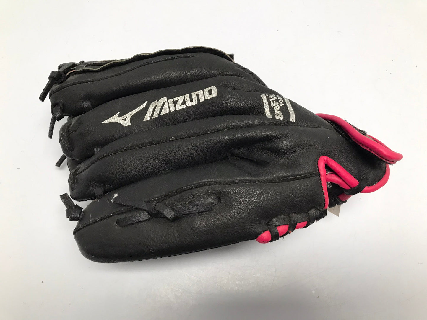 Baseball Glove Child Youth Size 11.5 Mizuno Black Pink Leather Fits On Left Hand Excellent