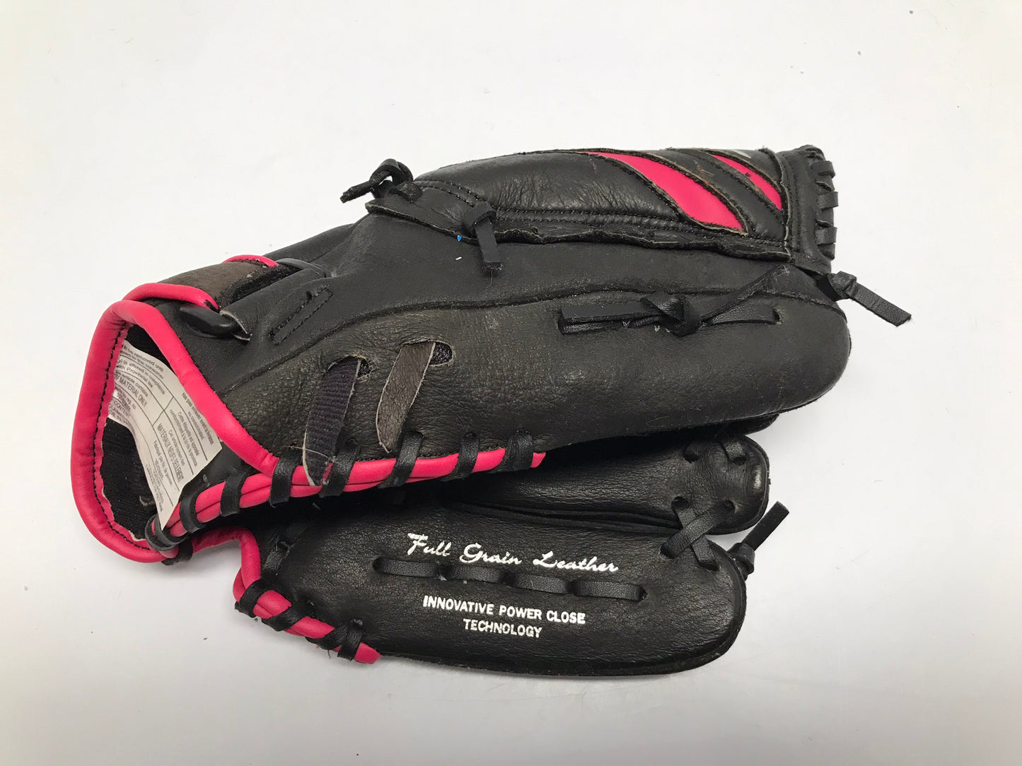 Baseball Glove Child Youth Size 11.5 Mizuno Black Pink Leather Fits On Left Hand Excellent