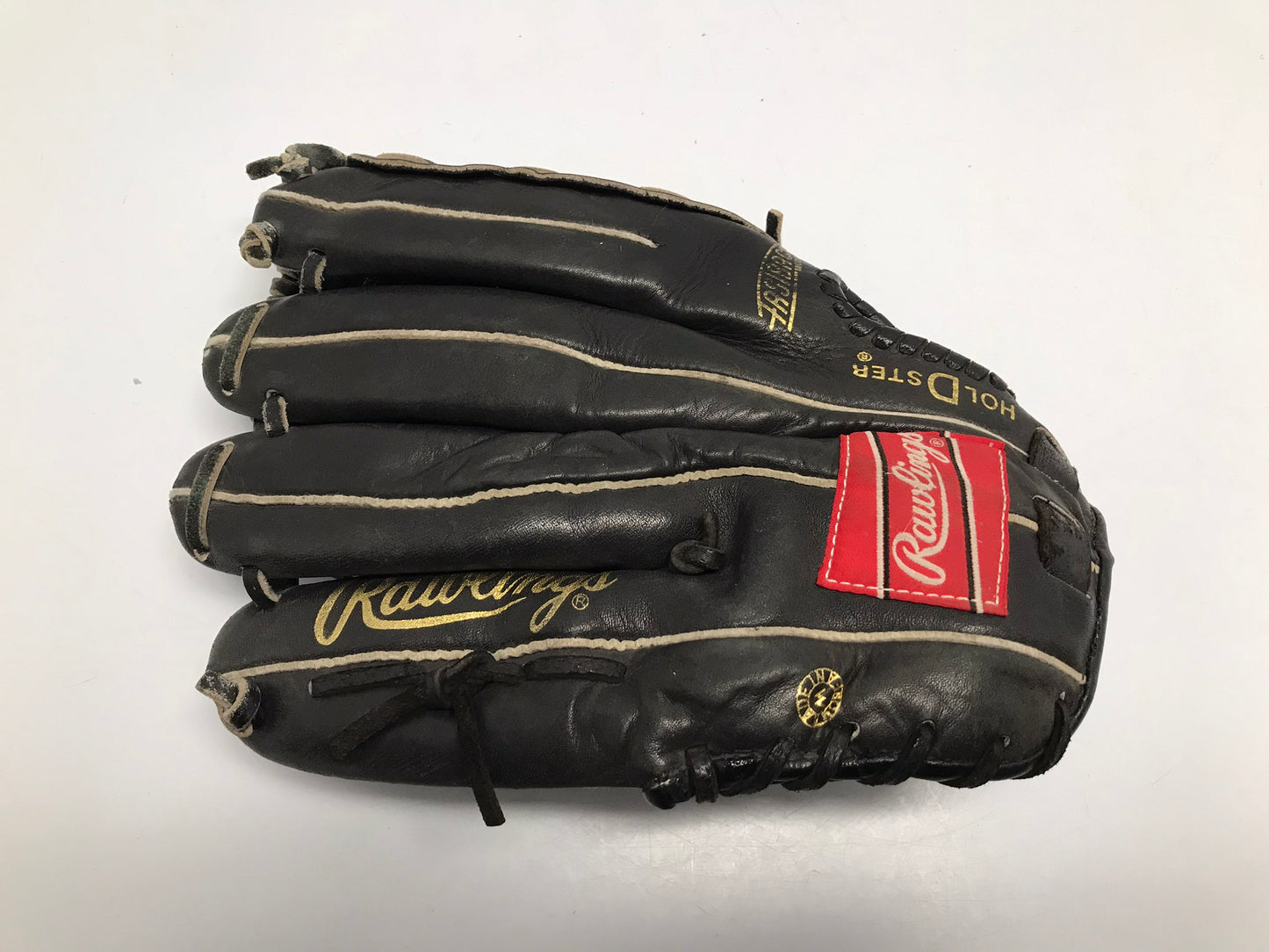 Baseball Glove Adult Size 12.5 Rawlings Black  Leather Fits On Left Hand Excellent