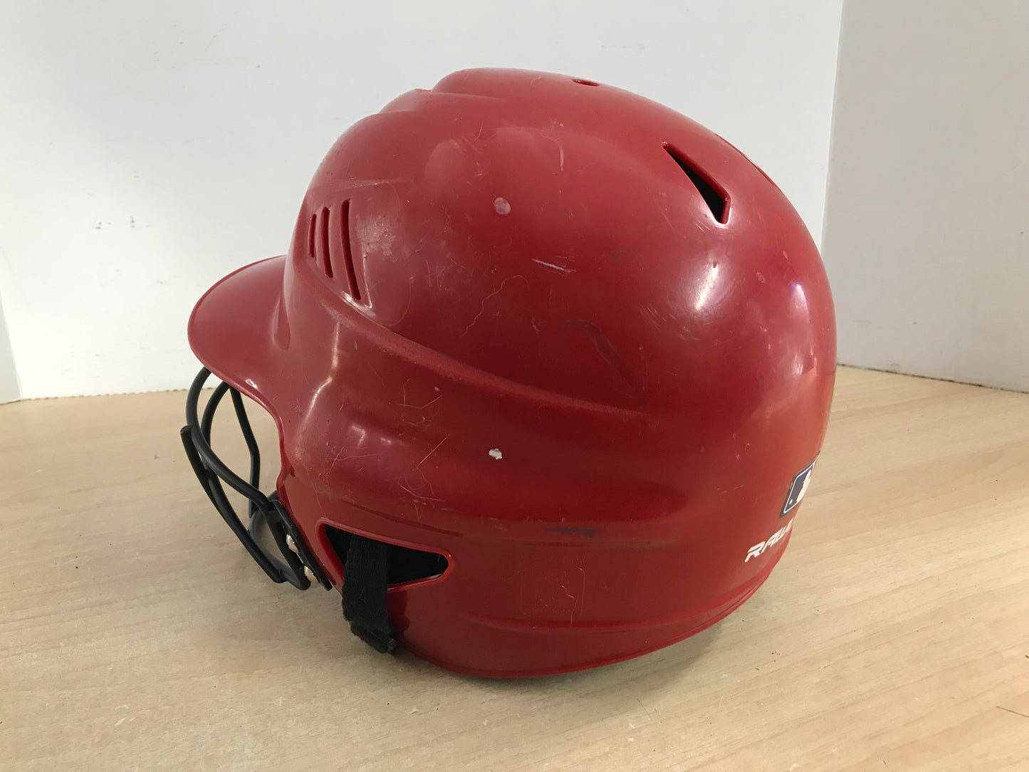 Baseball Helmet Child Size 6.5-7.5 inch Rawlings With Cage Red Black