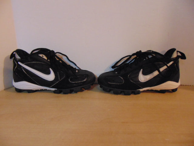 Baseball Shoes Cleats Child Size 1 Nike Black White Excellent
