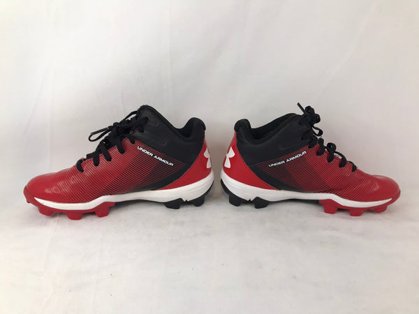 Baseball Shoes Cleats Child Size 1 Under Armour High Top Red Black Excellent