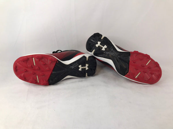 Baseball Shoes Cleats Child Size 1 Under Armour High Top Red Black Excellent