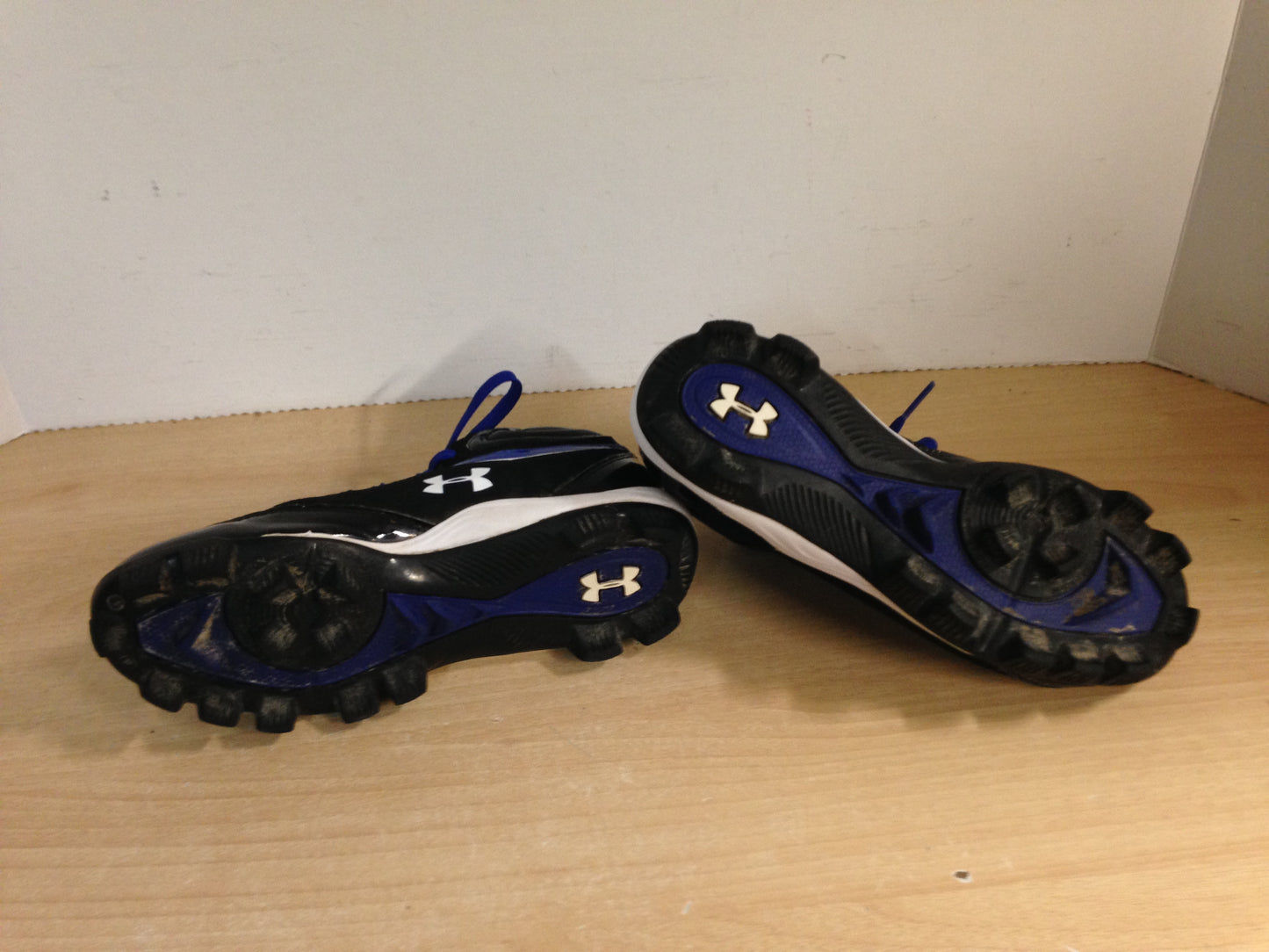 Baseball Shoes Cleats Child Size 2.5 Under Armour Blue Black