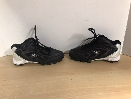 Baseball Shoes Cleats Child Size 3 Rawlings Black White High Top Minor Wear