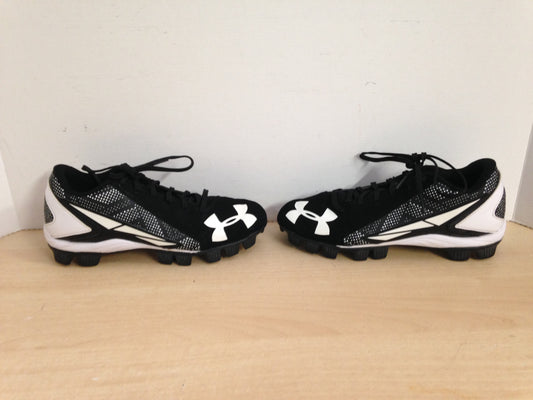 Baseball Shoes Cleats Child Size 4 Under Armour Black White Excellent