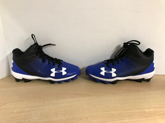 Baseball Shoes Cleats Child Size 4 Under Armour Blue Black White Excellent