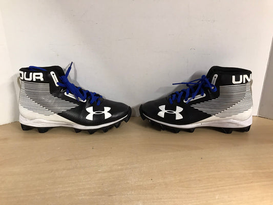 Baseball Shoes Cleats Child Size 5.5 Under Armor High Top Black White Blue As New