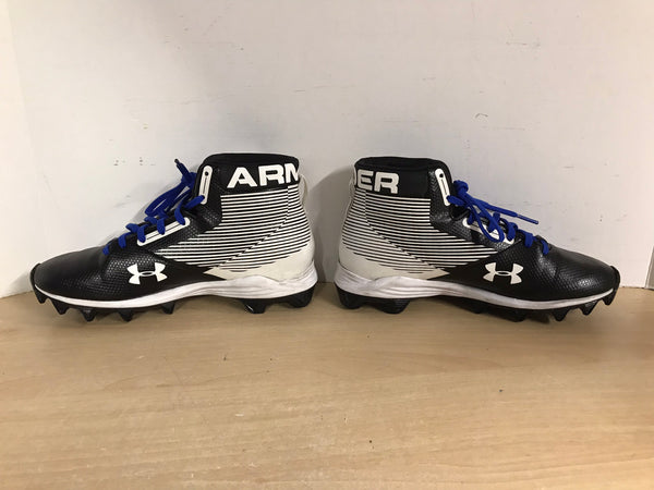 Baseball Shoes Cleats Child Size 5.5 Under Armor High Top Black White Blue As New
