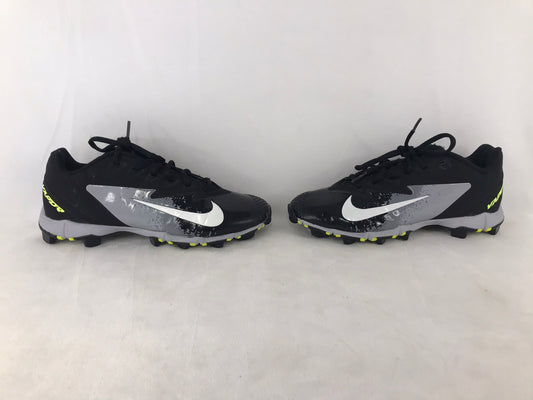 Baseball Shoes Cleats Child  Size 5 Nike Vapor Black Grey Lime Minor Wear