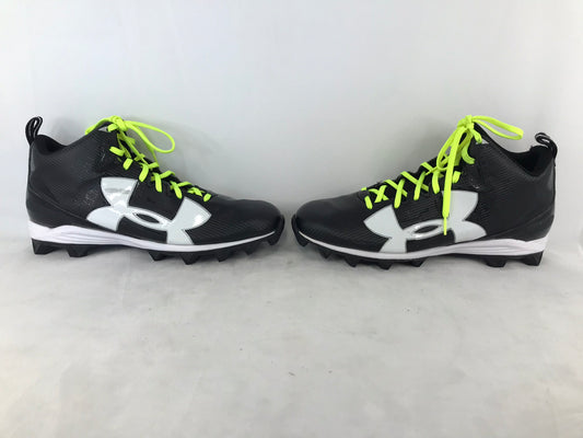 Baseball Shoes Cleats Men's Size 13 Under Armour Black White Lime High Top As New