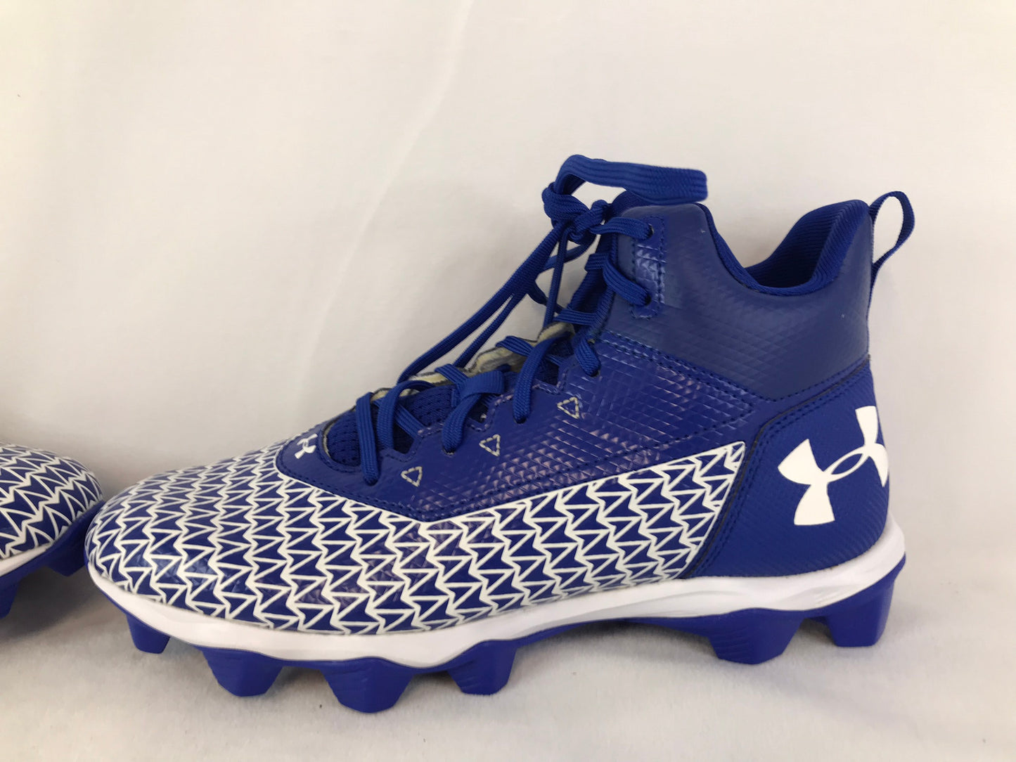 Baseball Shoes Cleats Men's Size 7.5 Under Armour Blue White High Top As New