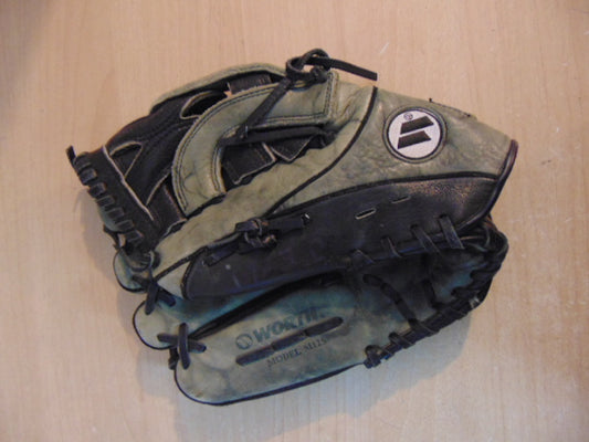 Baseball Glove Adult Size 12 inch Worth M125 Black  Grey Leather Fits on RIGHT Hand Minor Wear
