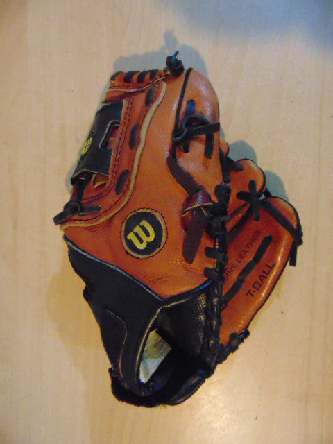 Baseball Glove Child Size 10 inch Wilson Leather Black Brown Fits on Left Hand