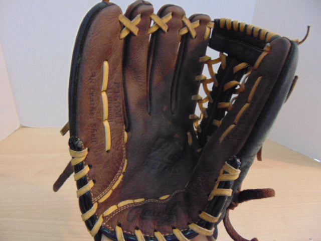 Baseball Glove Adult Size 11.5 inch Rawlings Brown Black Leather Fits on RIGHT Hand Excellent