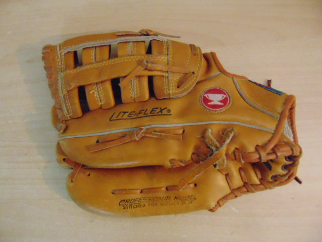 Baseball Glove Adult Size 13 inch Mizuno Light Flex Softball Brown Leather Fits on RIGHT Hand