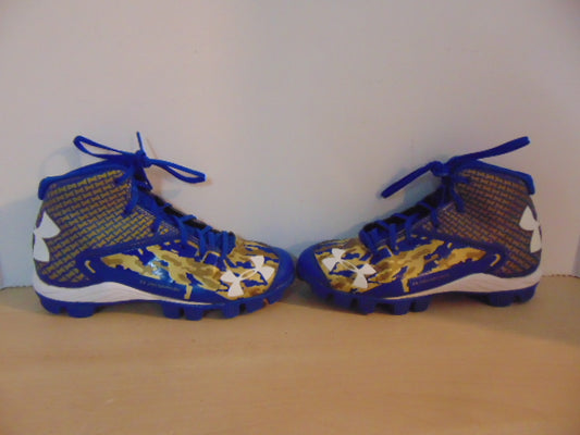 Baseball Shoes Cleats Child Size 4 Under Armour Blue Gold White Excellent