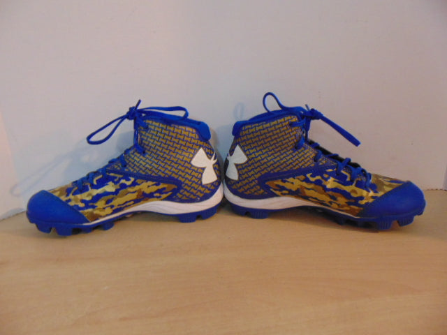Baseball Shoes Cleats Child Size 4 Under Armour Blue Gold White Excellent