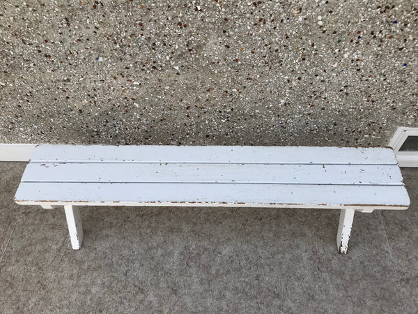 Bench Wooden Indoor  Outdoor Sports, Patio or Garden 5 Feet x 11 inch x 17 inch White Solid Wood  Needs A Coat Of Paint