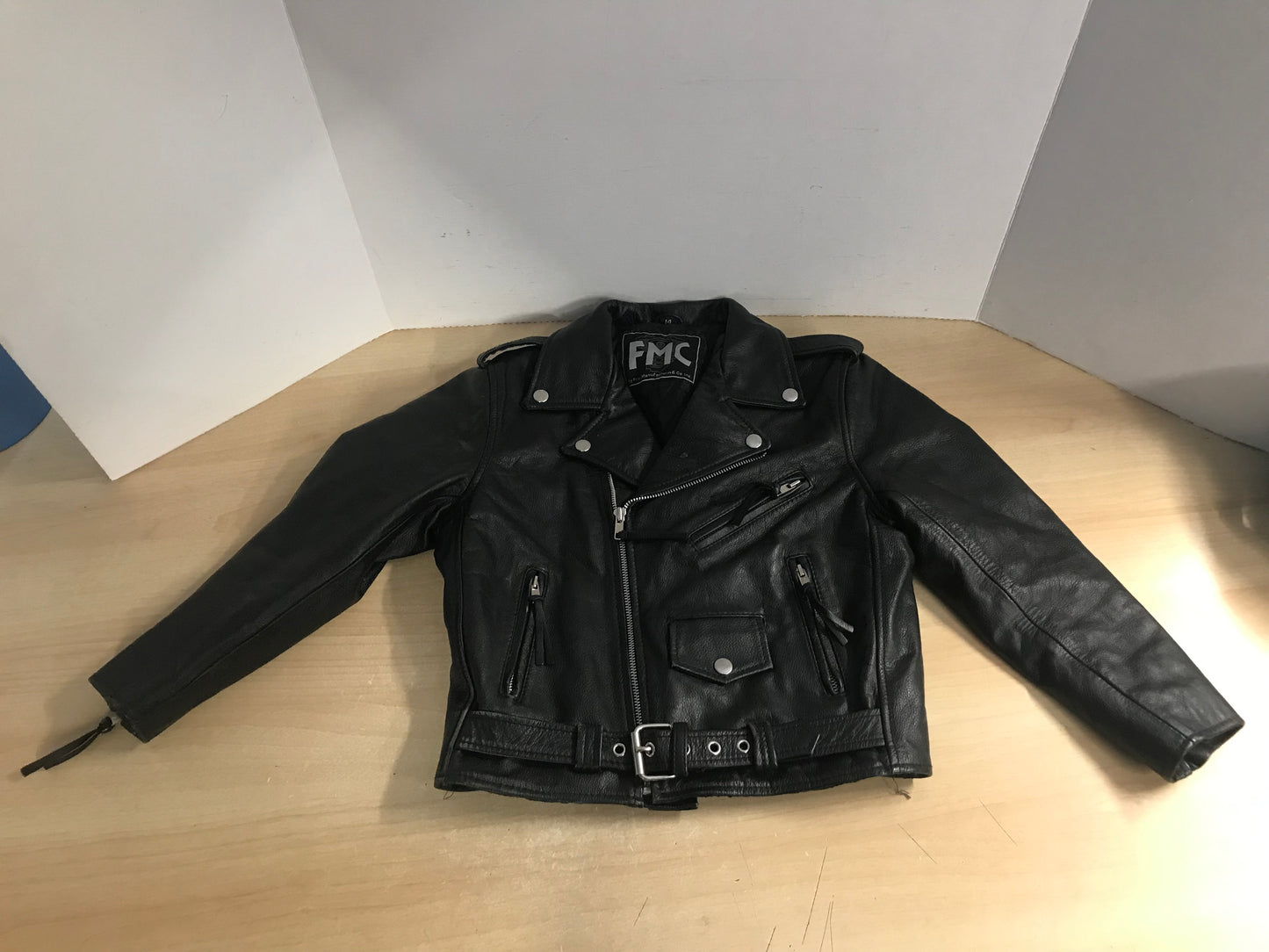 Biker Leather Jacket Child Size 12-14 Youth Perfect Zippers