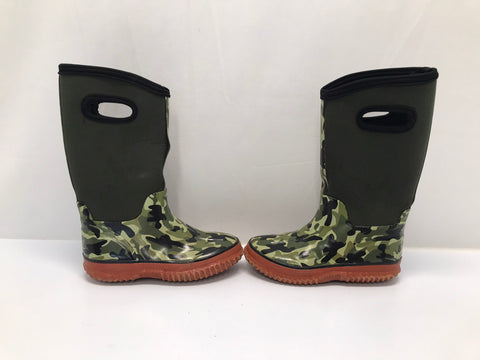 Bogs Style Child Size 13 Green Camo Neoprene Rubber Rain Winter Snow Waterproof Boots Excellent