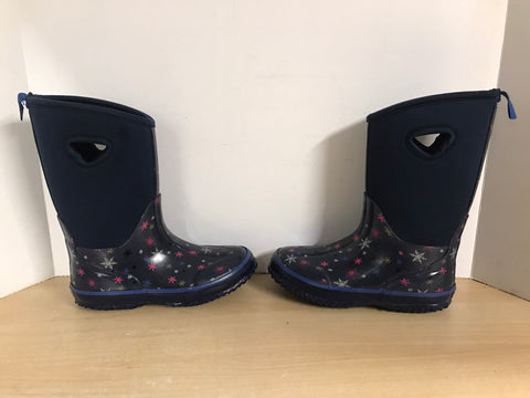Bogs Style Child Size 2 Cougar Storm Denim Blue Neoprene Rubber Rain Winter Snow Waterproof Boots Excellent