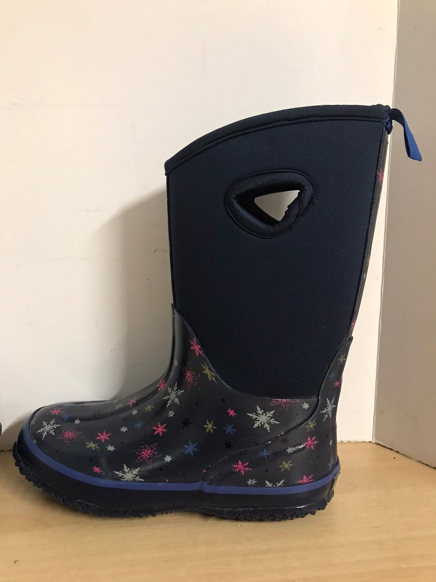 Bogs Style Child Size 2 Cougar Storm Denim Blue Neoprene Rubber Rain Winter Snow Waterproof Boots Excellent