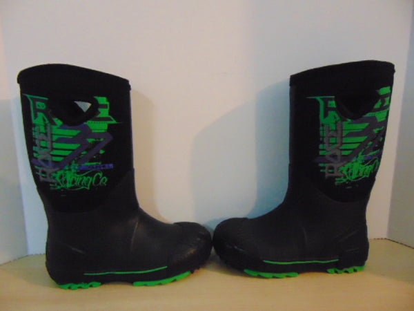 Bogs Style Child Size 2 Neoprene Rubber Rain Winter Boots Green Black Purple Excellent