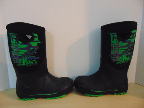 Bogs Style Child Size 2 Neoprene Rubber Rain Winter Boots Green Black Purple Excellent