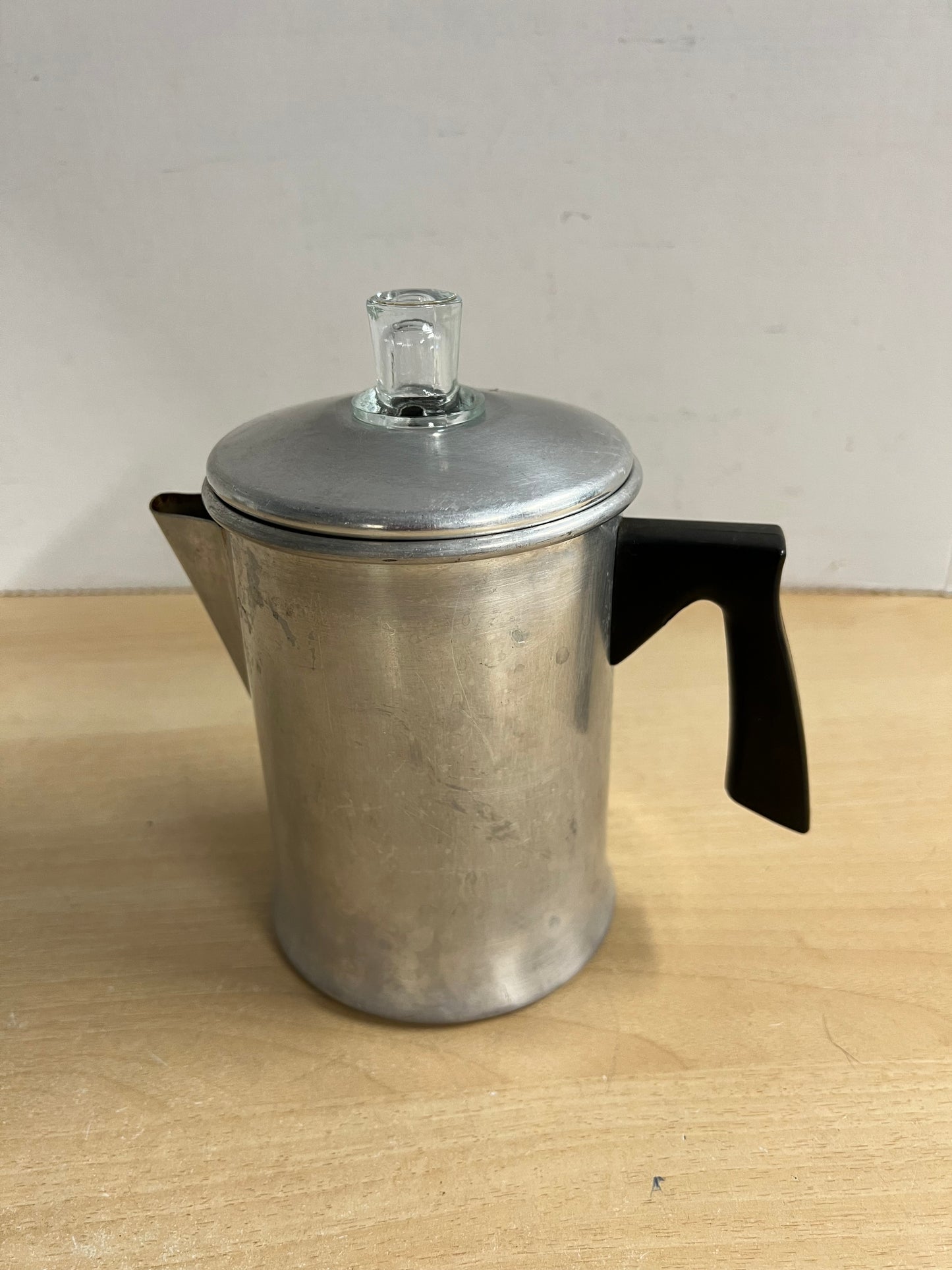 Camping Adventures 2 Cup Vintage Aluminum Perculator Coffee Pot Glass Tip RARE