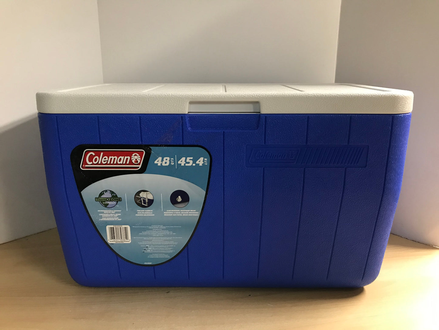 Camping Adventures Cooler Coleman Chest 48 Quart With Plug Keeps Ice 3 Days As New Blue White